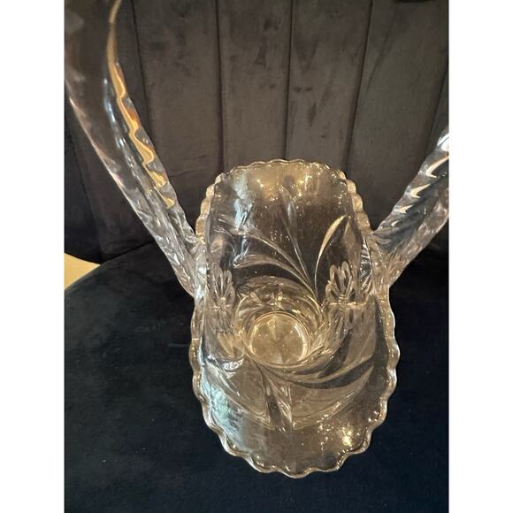 Vintage 10" Clear Cut‎ Glass Wedding Basket Applied Handle Daisy Flower Pattern - Picture 7 of 8